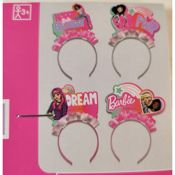 Barbie Party Headbands 4-Pack Birthday Girl Power Dream Favors Kids Accessories - Picture 2 of 8